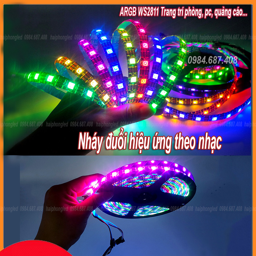 Cuộn led ARGB hiệu ứng nháy đuổi IP65 bọc silicon chống nước đẹp mắt Cuộn led ARGB ws2811 nhiều hiệu ứng đuổi
