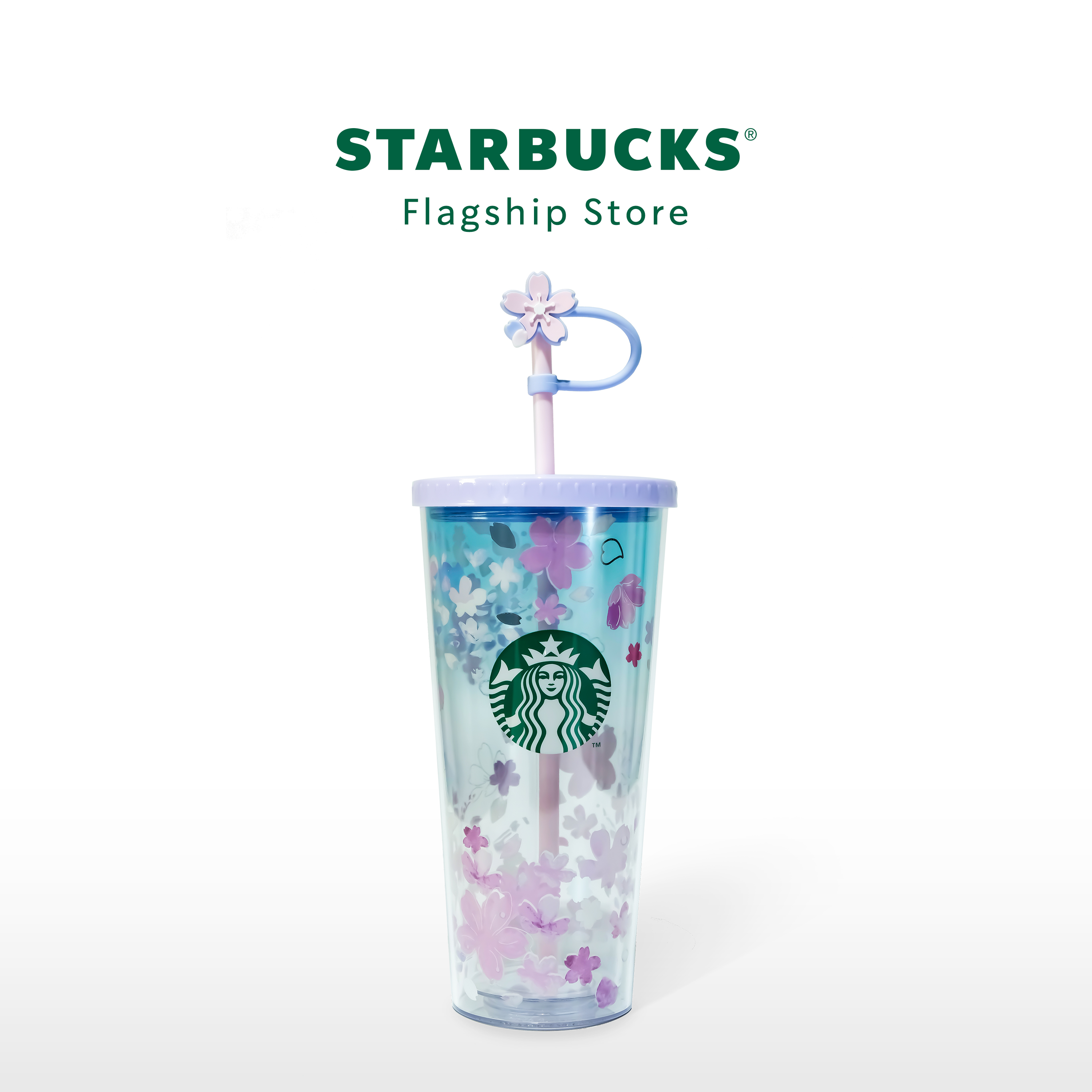 Bình starbucks cold cup 22oz pls purple w/straw stopper sakura wm