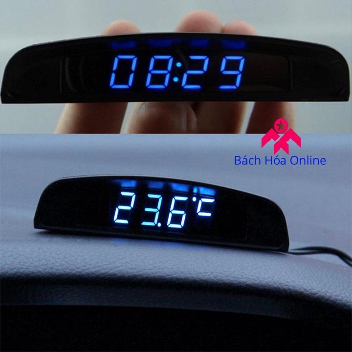 Đồng hồ trên ô tô điện tử mini DIY V5 - Đồng hồ đo nhiệt độ, điện áp - led xanh dương