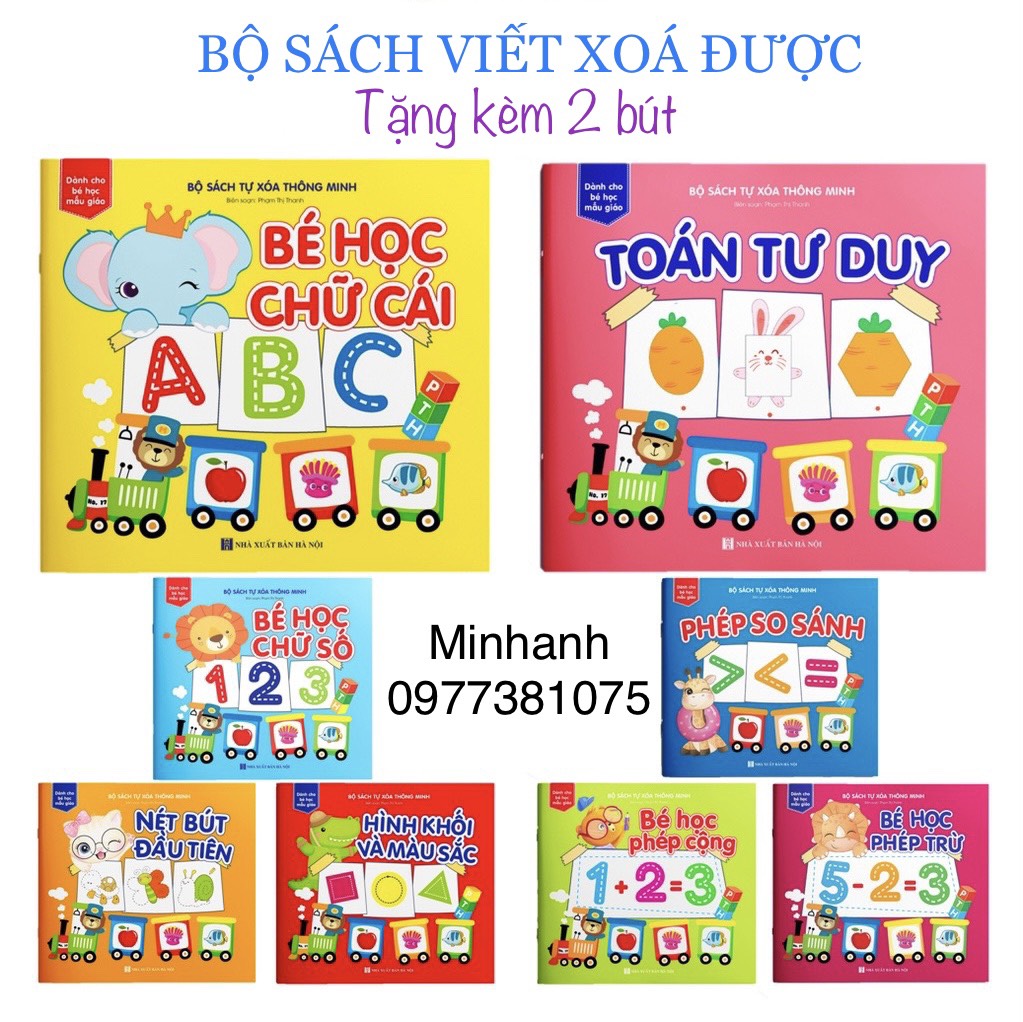 Bộ 4q vở Viết xóa được tặng kèm bút cho bé mẫu giáo từ 4-6 tuổi