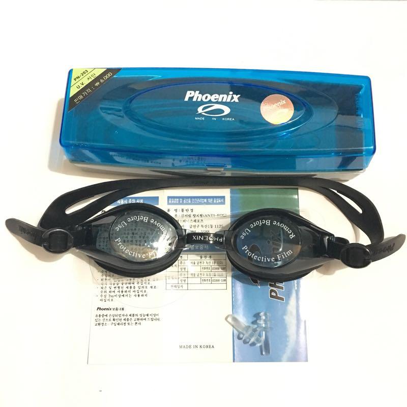 Kính bơi Phoenix 203 trẻ em, người lớn, chống nước tốt, không bị nước vào, tránh mờ hơi - Màu sắc xanh, đen
