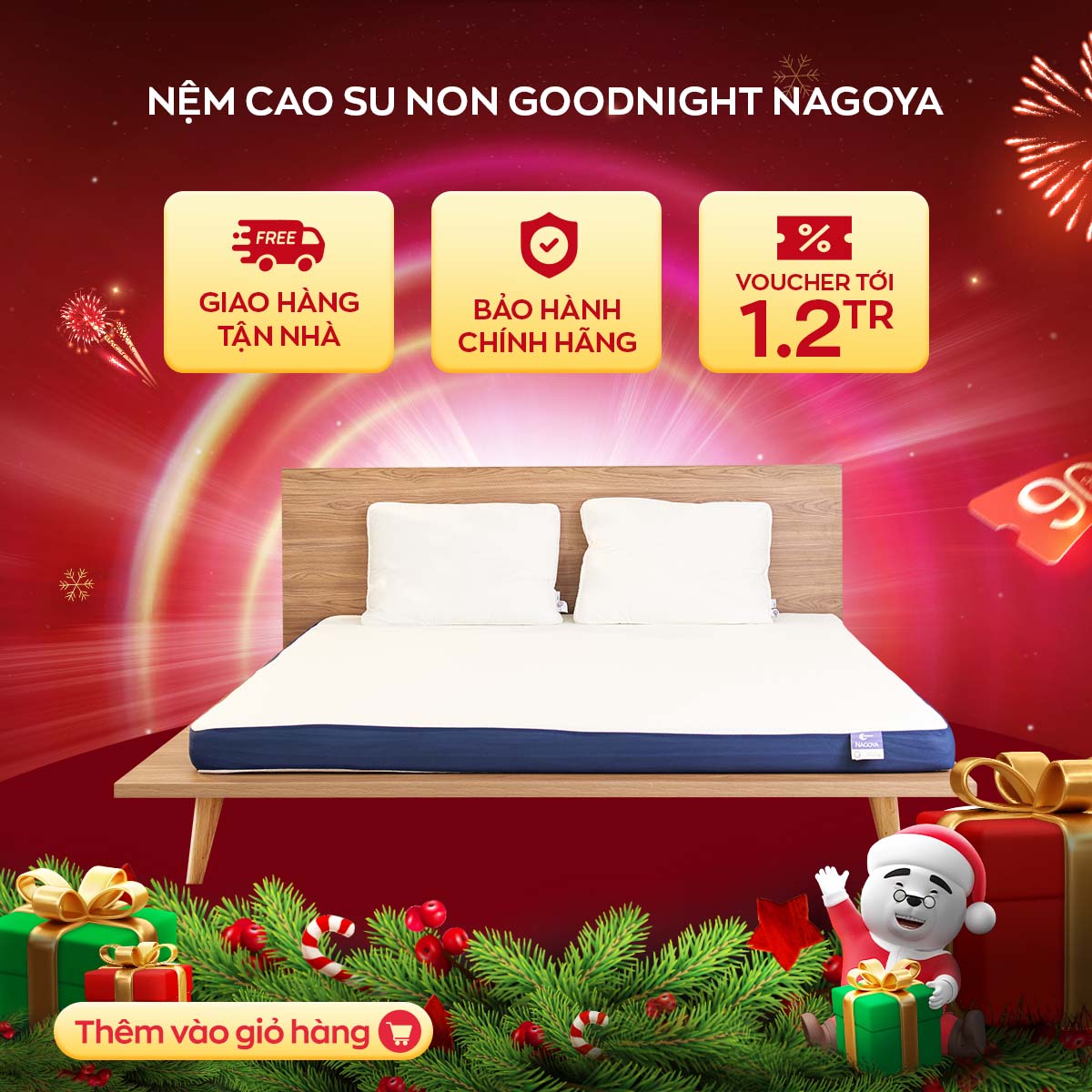 Nệm foam Premium Goodnight Nagoya 12cm tại Vua Nệm Bảo vệ cột sống kháng khuẩn