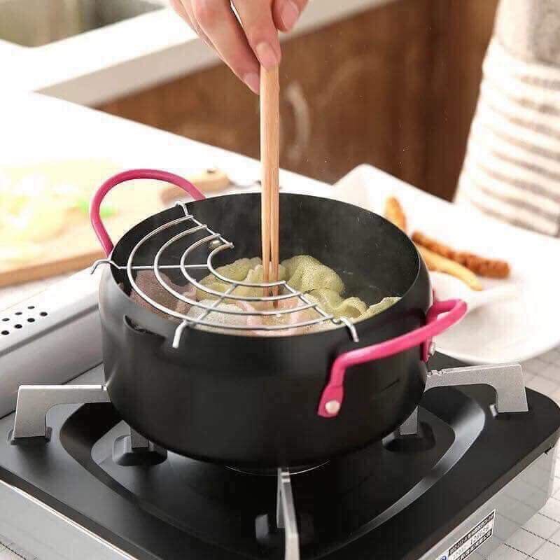 Nồi chiên ngập dầu 18 cm - nồi chiên chế biến tempura, nem rán - dùng được với bếp từ