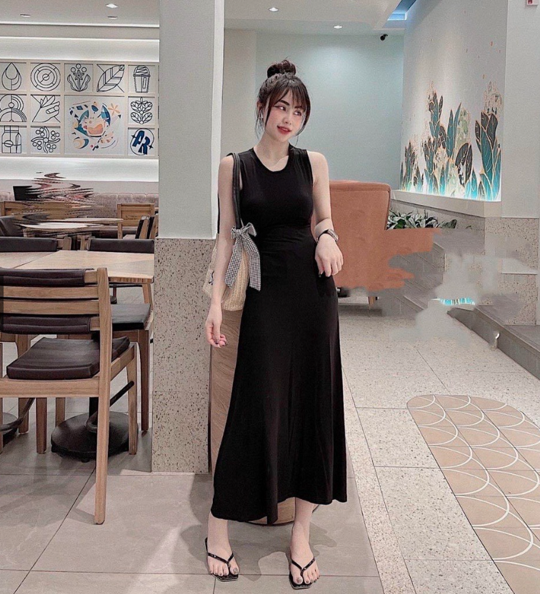 Váy body sát nách dáng dài
