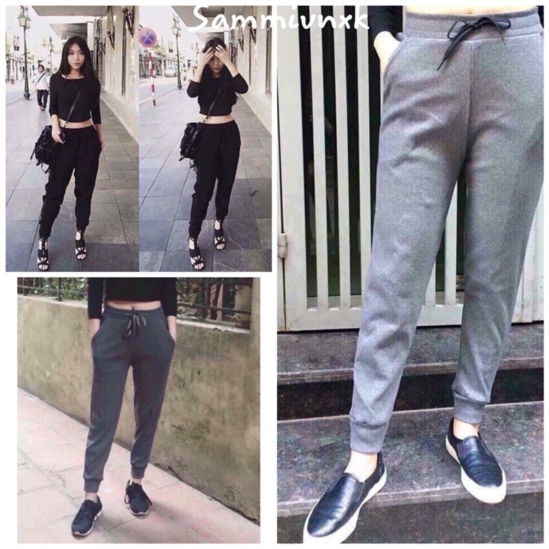 Quần joggers nữ len tăm bo gấu lưng thun??Quần joger len tăm cao cấp