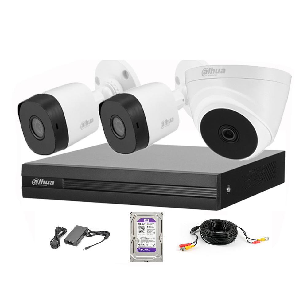 TRỌN BỘ 3 CAMERA DAHUA FULL HD 1080P + TẶNG KÈM Ổ CỨNG 500G VÀ 30M DÂY ĐTLN - ĐẦY ĐỦ PHỤ KIỆN ĐI KÈM