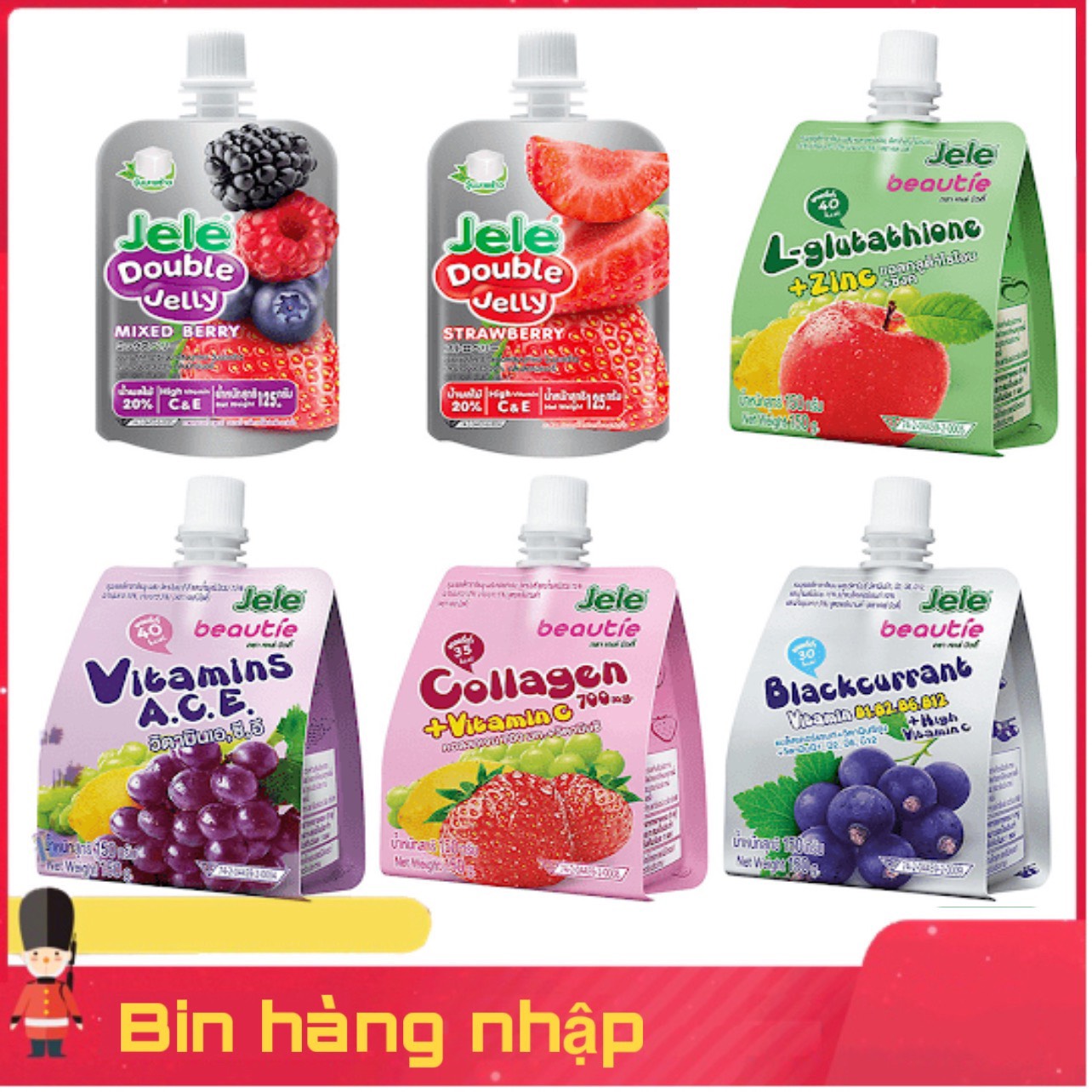 Mix vị 1 thùng nước thạch trái cây jele beautie thái lan 36 túi