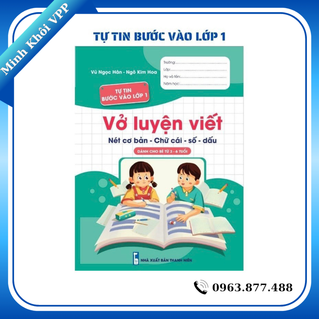 Vở Luyện Viết Trọn Bộ Nét Cơ Bản - Chữ Cái - Chữ Ghép - Chữ Số-Dấu Mức Độ 1 Cơ Bản