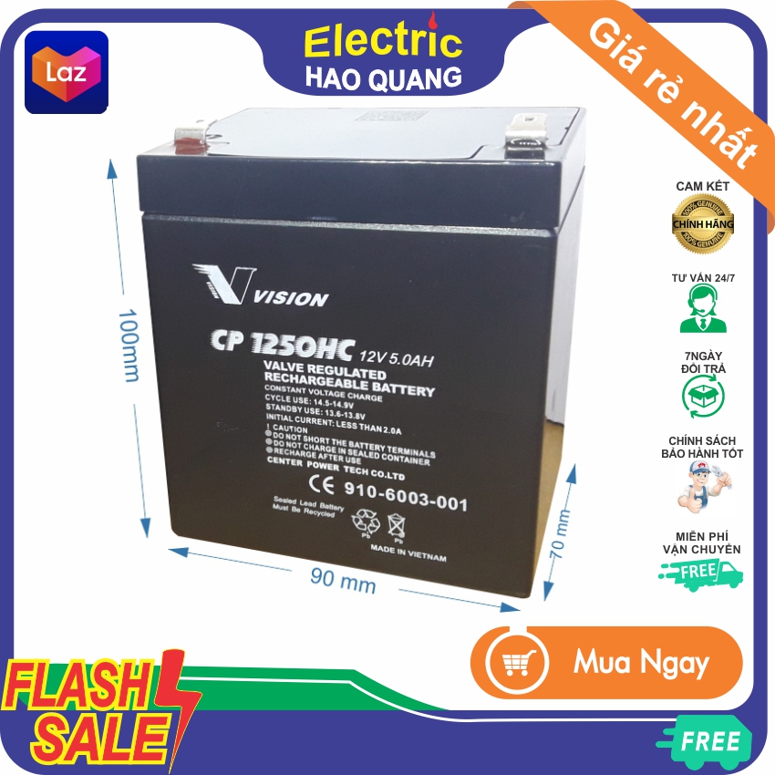 Ắc quy 12V 5ah Vision chính hãng _ bình khô kín khí