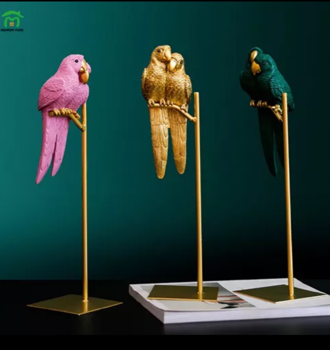 Tượng decor, trang trí đôi chim anh vũ