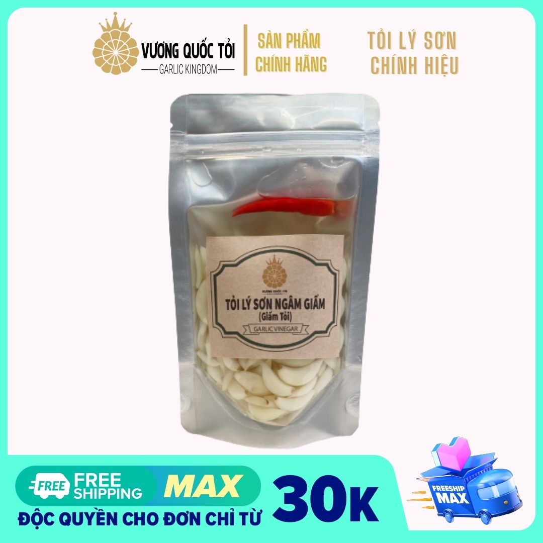 Tỏi Lý Sơn Ngâm Giấm [Giấm Tỏi] - Vương Quốc Tỏi - túi 250g- Tốt cho hệ tiêu hoá, phòng cảm cúm, viêm họng, giảm nguy cơ ung thư, tim mạch