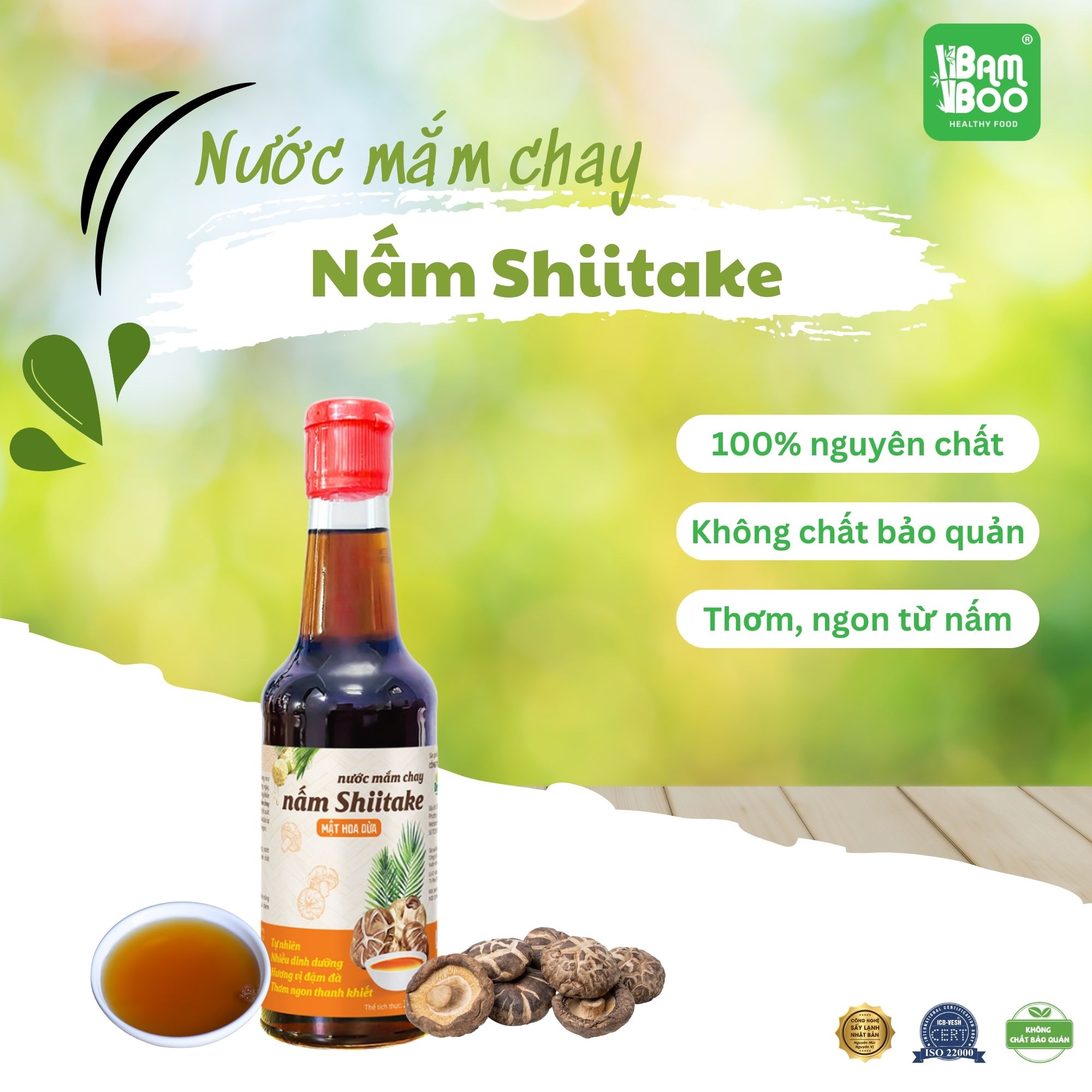Nước mắm chay nấm shiitake mật hoa dừa 300ml - detoko