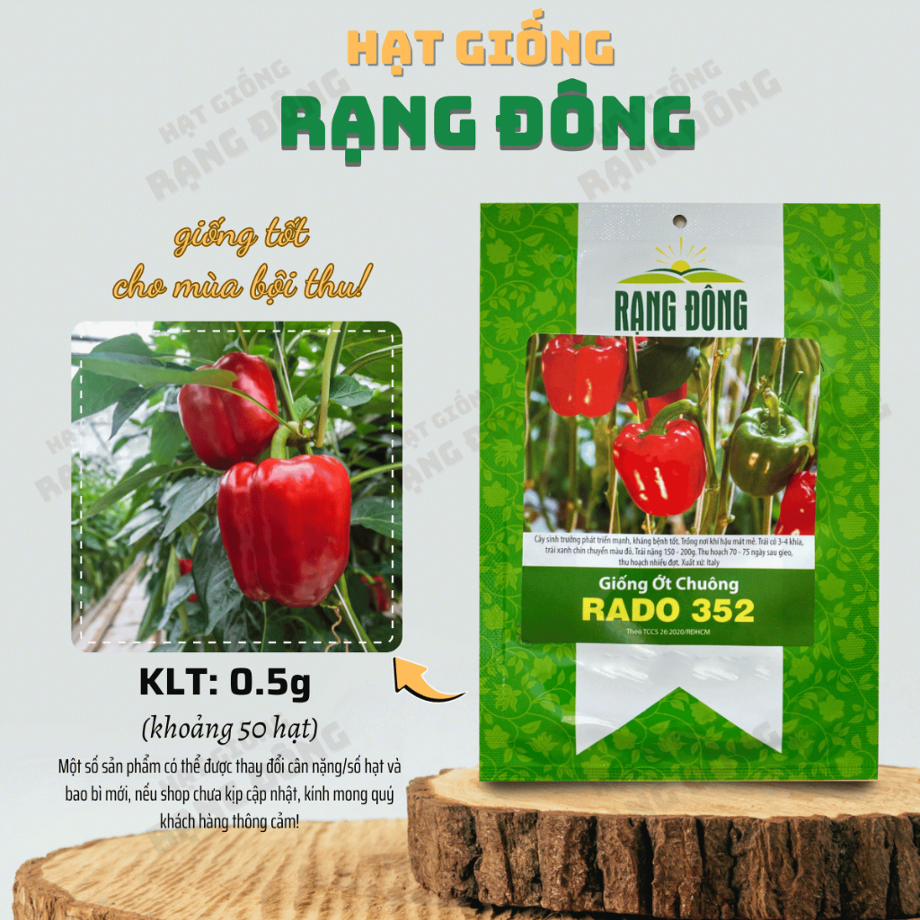 Hạt giống Ớt Chuông Rado 352 nhiều màu, trái sai, sinh trưởng khỏe - Hạt giống Rạng Đông