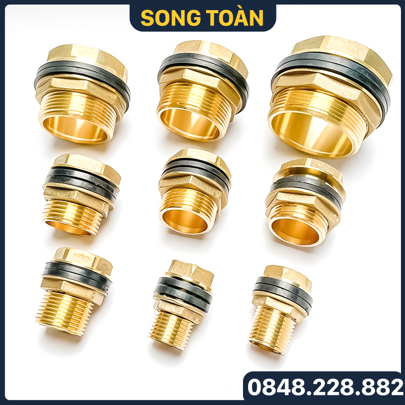 Ép phi bồn, khớp nối bồn nước đồng thau phi 21 27 34