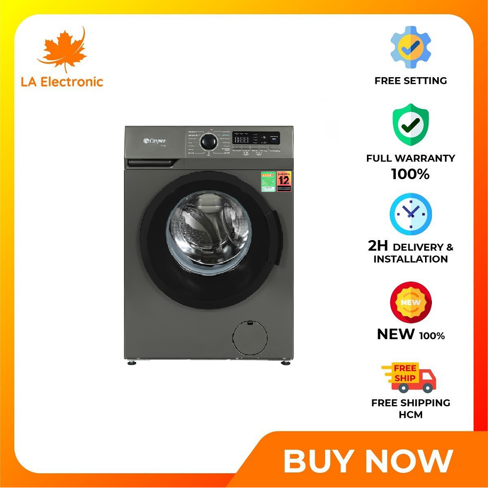 Casper Inverter 8 kg washing machine WF-8VG1 - Free shipping to HCM - Warning and disinfection of washing drum Child lock Vietnamese, push button, knob, LED display
