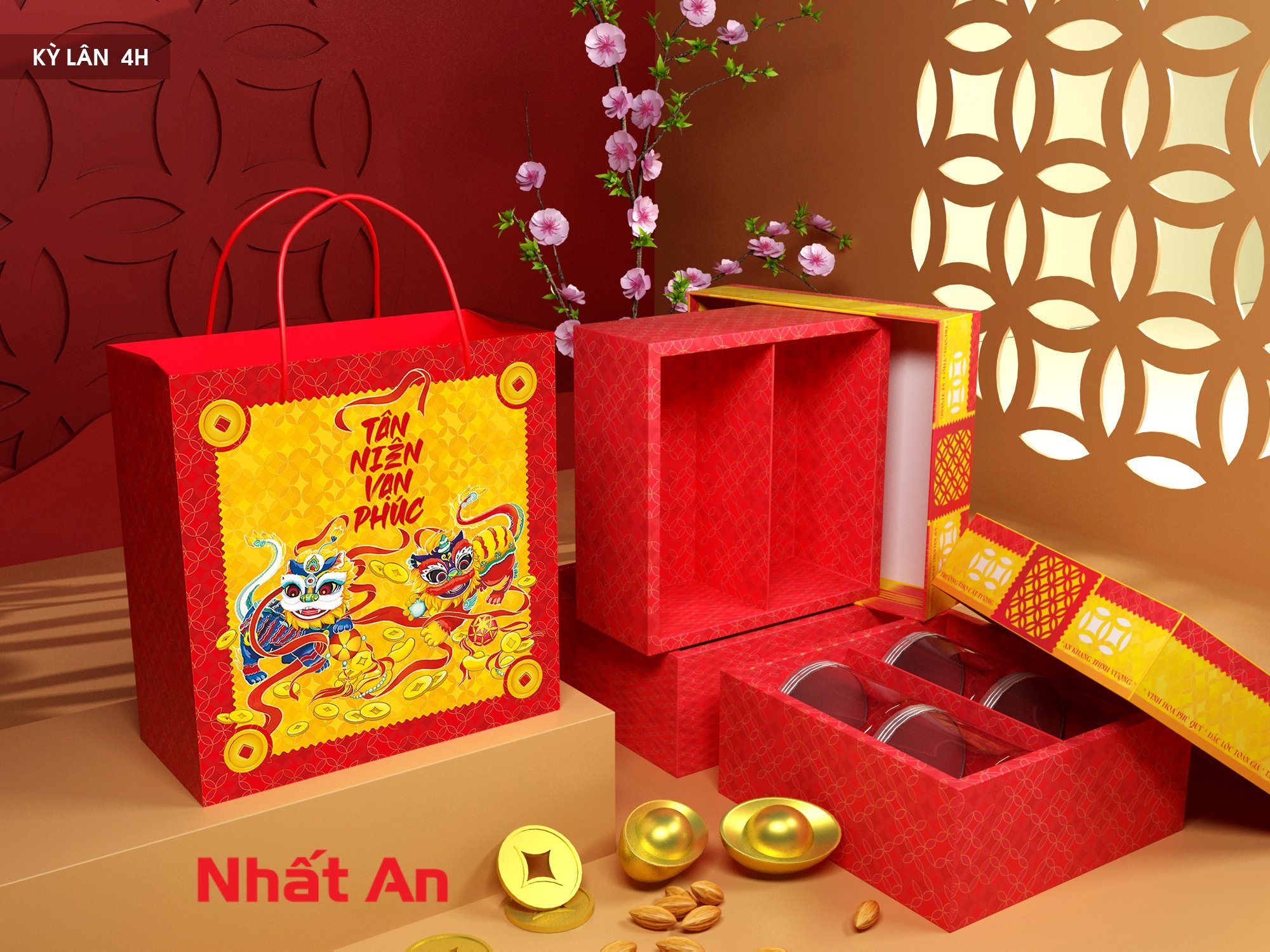 Hộp Tết Kỳ Lân 4H - (2 hộp - 10 hộp)