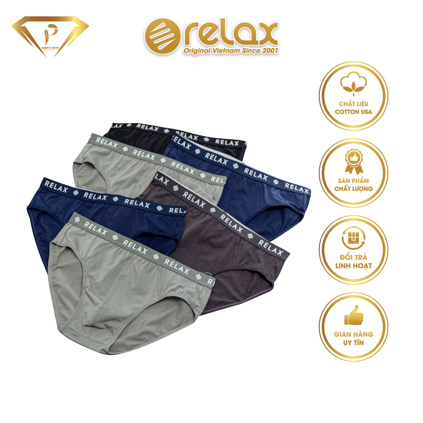 Quần lót chính hãng RELAX cao cấp cotton Usa công sở RLTK018 thun mát thoải mái