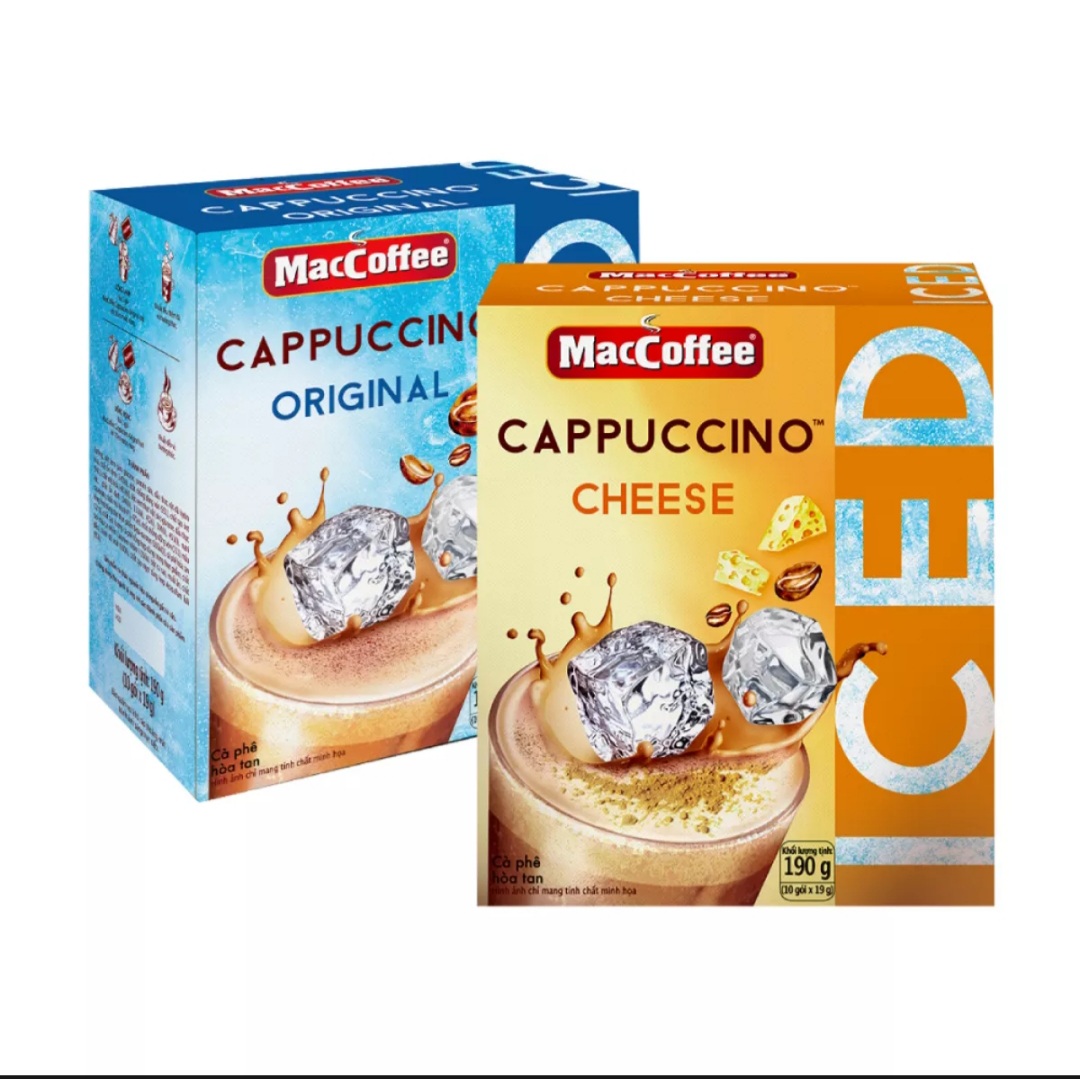 COMBO CÀ PHÊ CAPPUCCINO Vị TRUYỀN THỐNG  & VỊ PHÔ MAI HỘP 190g (Béo ngậy Thơm Ngon)