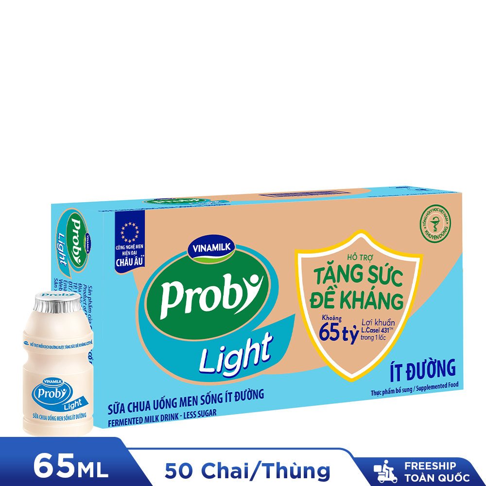2 Thùng Sữa chua uống Probi Ít Đường chai x 65ml - 50 chai/Thùng Yogurt
