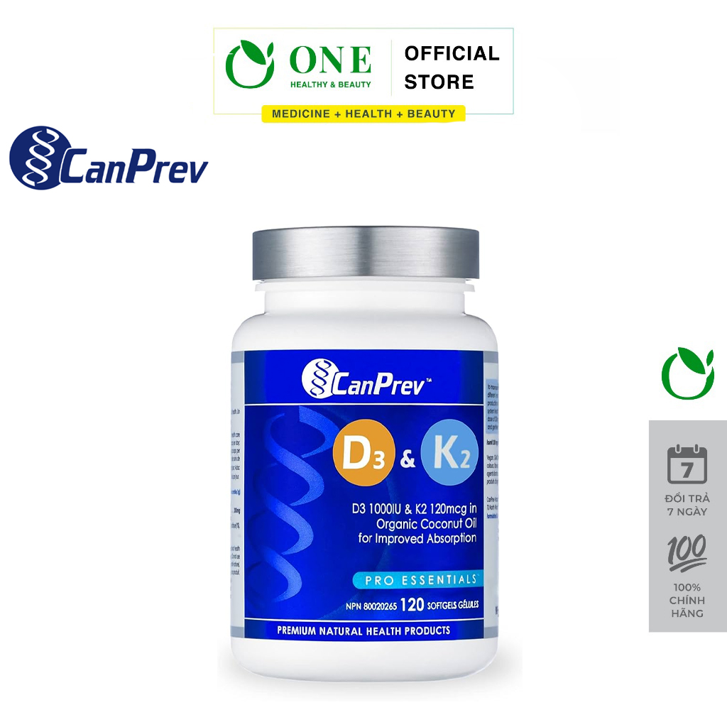 Viên uống vitamin d3 & k2 canprev can prev canada 120 viên