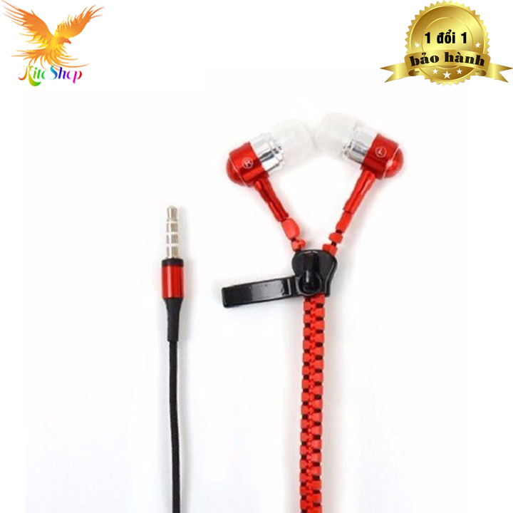 Tai phone nghe nhạc điện thoại, máy tính dây kéo nhiều màu, chống rối dây, Jack cắm 3.5mm, dây dài 1m, có mic 1990