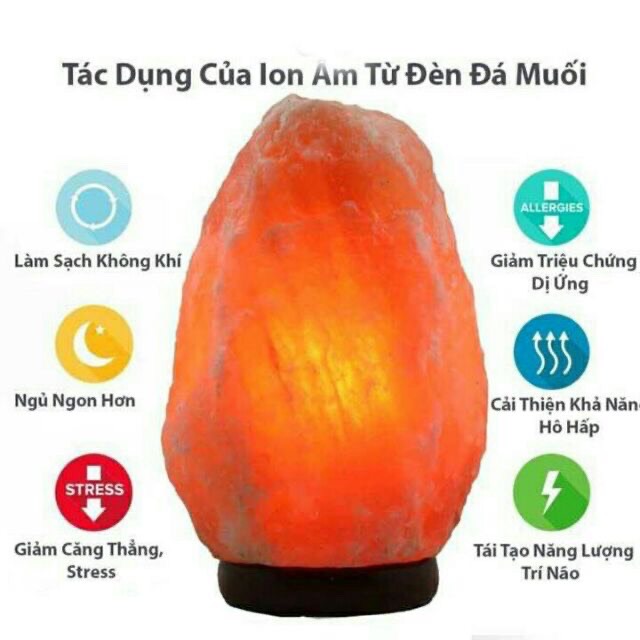 Đèn đá muối Himalaya cao cấp nhập khẩu, vượng phong thủy trọng lượng 5kg