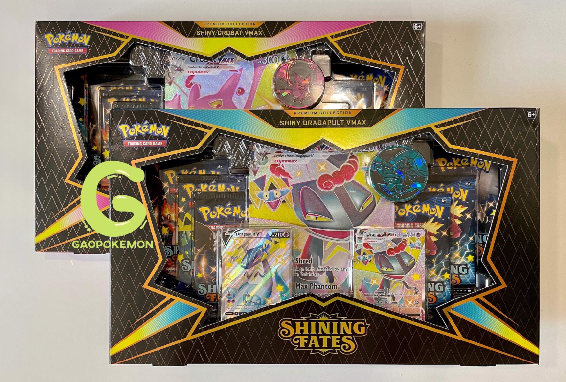 Hộp 7 gói thẻ bài Pokemon TCG Shining Fates Premium Collection SHINY CROBAT/DRAGAPULT VMAX chính hãng