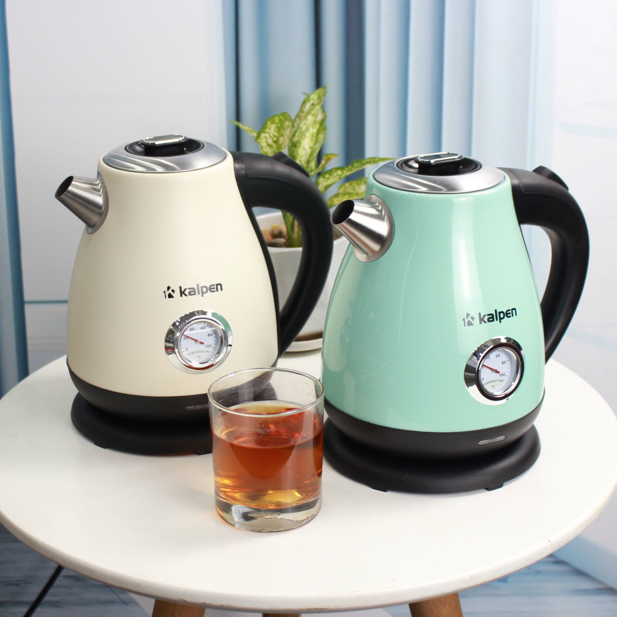 Ấm siêu tốc 1.7L Inox 304 Kalpen KK91 kèm đồng hồ báo nhiệt, công suất 2200W, bảo hành 2 năm