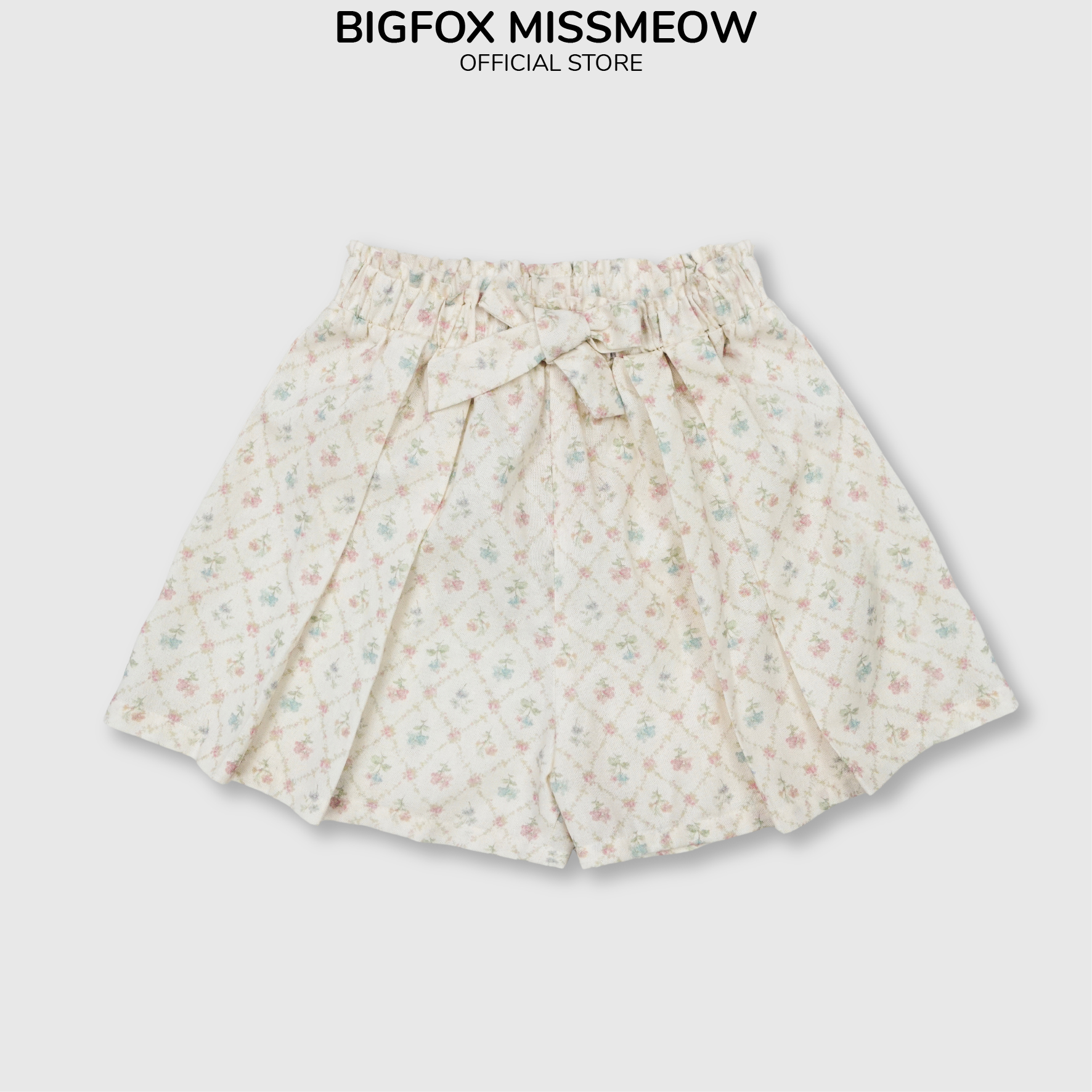 Quần váy cho bé gái Bigfox Miss Meow size đại quần đùi vải linen mềm họa tiết hoa nhí cỡ trẻ em 3 - 11 tuổi 20 - 30kg