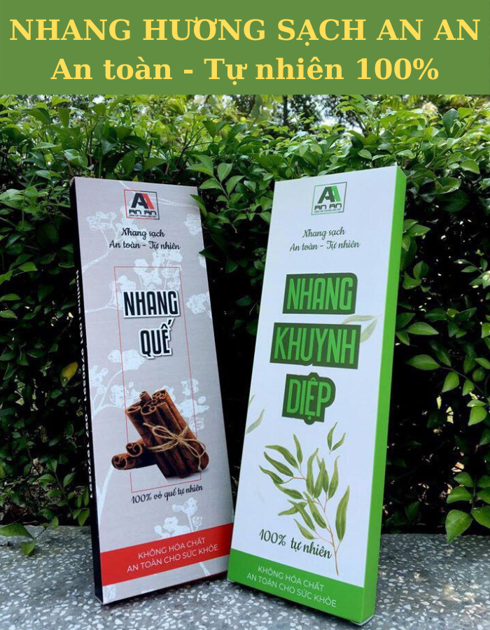 Nhang hương sạch thảo mộc tự nhiên An An, Nhang khuynh diệp An An - Nhang Quế An An -  Nhang sạch, Hương sạch thảo mộc tự nhiên 100% an toàn, không có hóa chất độc hại - Hộp lớn 180 - 200 cây nhang
