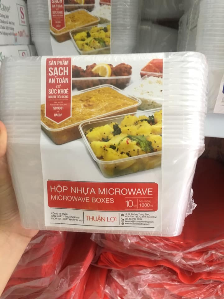 Set 10 Hộp nhựa Microwave vuông 1000ml