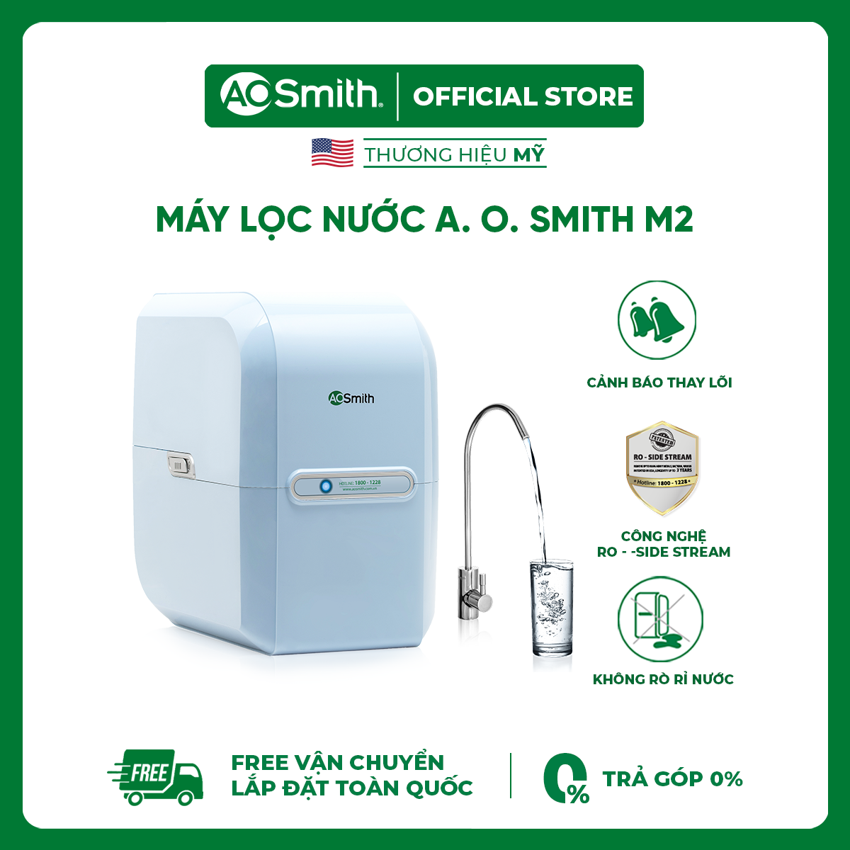 Trả góp 0%Máy Lọc Nước A. O. Smith M2