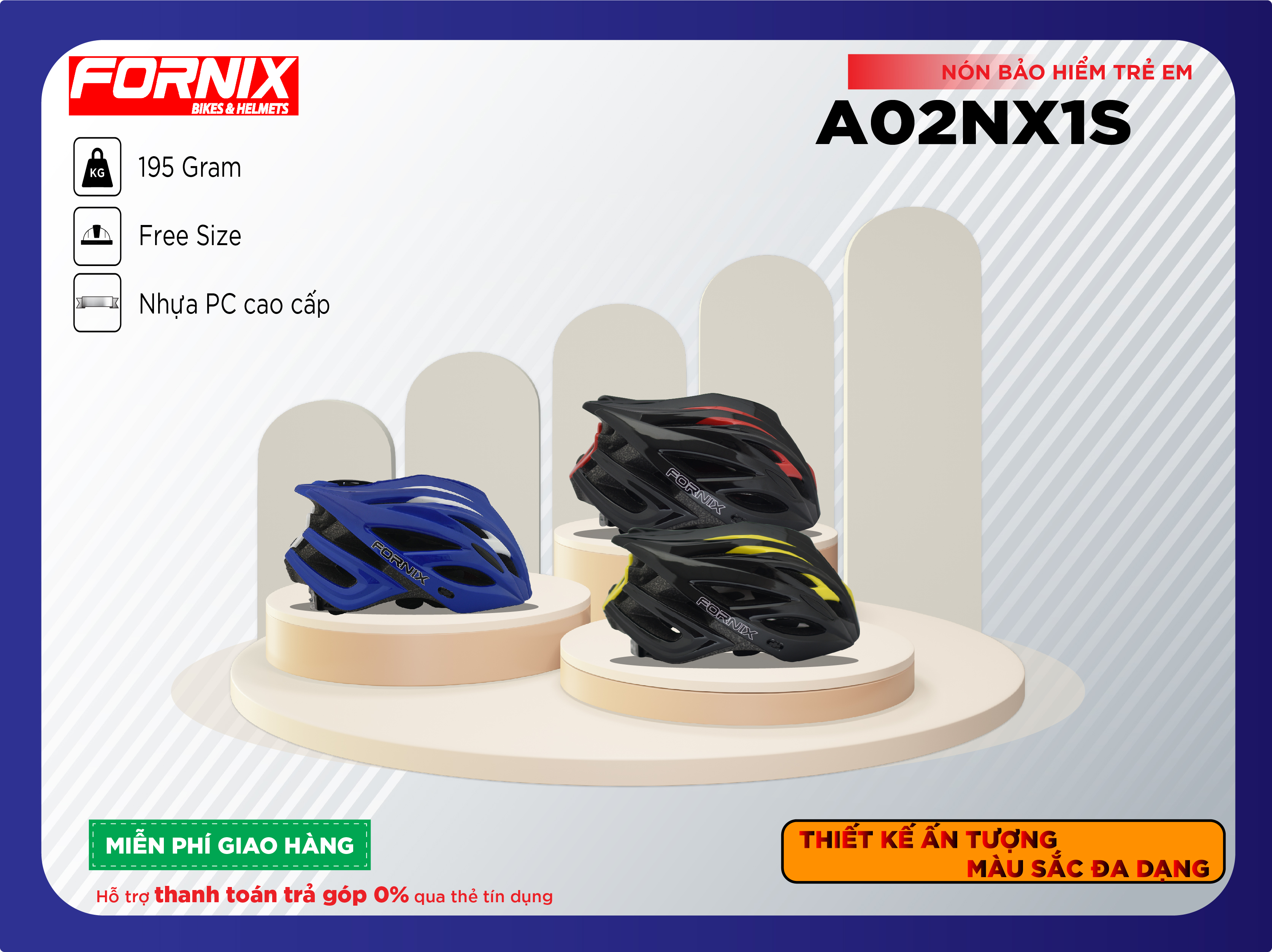 Nón bảo hiểm trẻ em fornix a02nx1s
