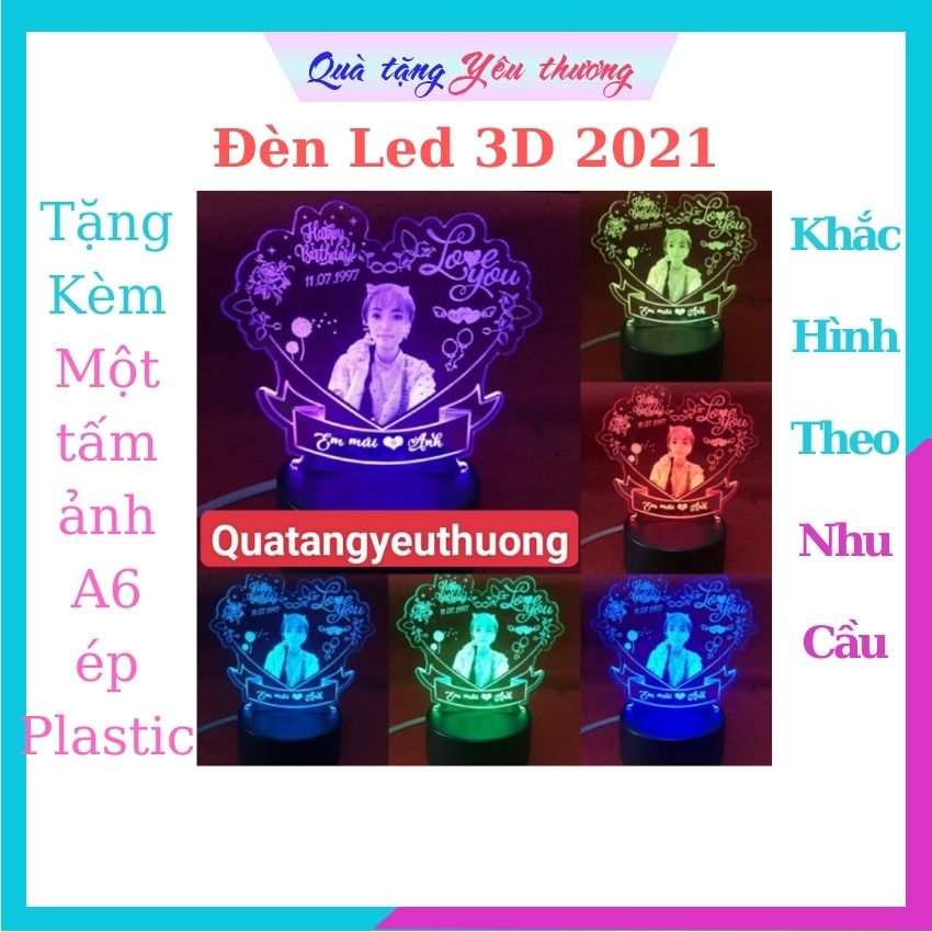 [HCM]Đèn ngủ 3d khắc chân dung theo yêu cầu  TẶNG kèm 1 tấm Ảnh A6 ép plastic theo yêu cầu quà tặng sinh nhât  đèn ngủ  quà tặng độc đáo