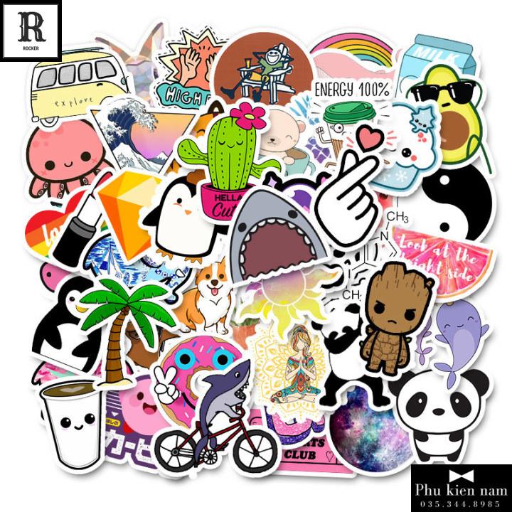 Sticker PVC Chống nước Hình dán Trang Trí Mũ Vali Laptop Điện thoại xe ST039