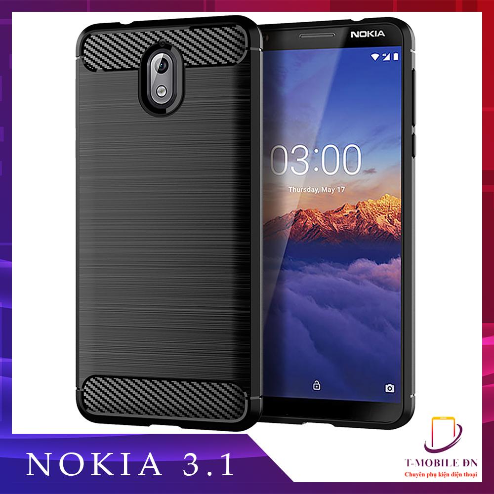 Ốp lưng Nokia 3.1 silicone mềm Carbon phay xước chống sốc chống vân tay