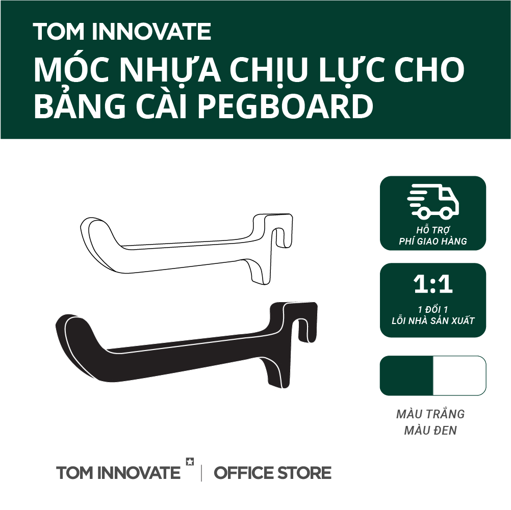 Set 2 Móc treo chịu lực cho bảng cài treo tường Pegboard - Tom Innovate