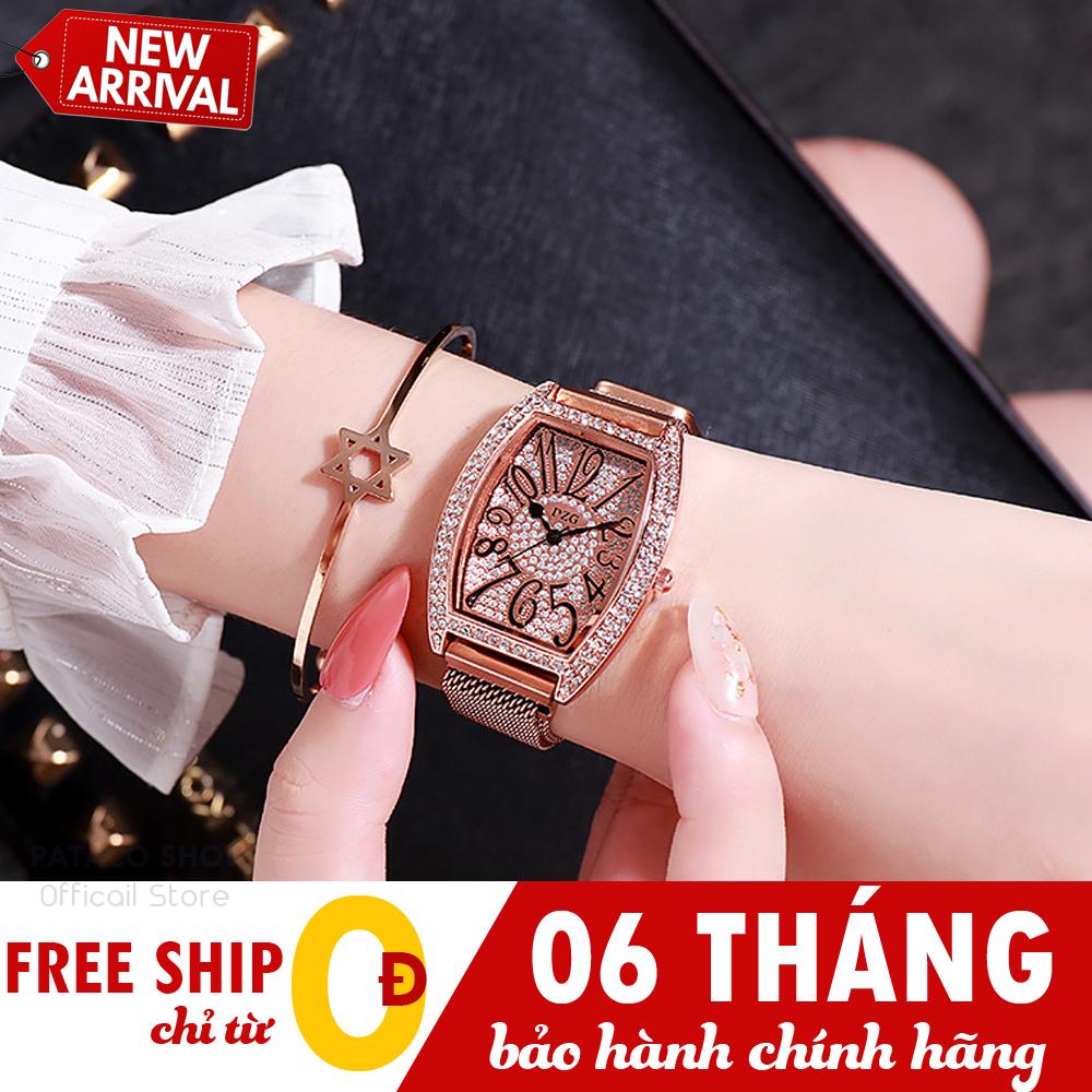 Đồng hồ thời trang nữ DZG D43, Viền đính đá, Dây Titanium cao cấp, Kiểu dáng sang trọng, Nhiều màu cực đẹp, Bảo hành 6 tháng