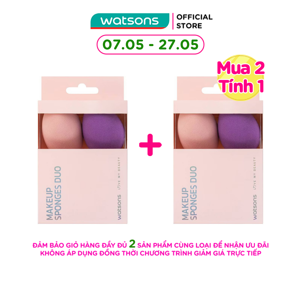 Combo 2 Loại Mút Trang Điểm Mềm Mại Watsons 2pcs