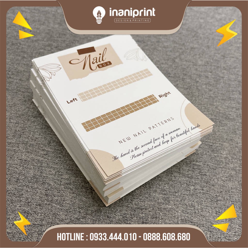 Nail box giấy gắn móng tay giả giá rẻ, Giấy nail box đep - in 1 mặt - 002