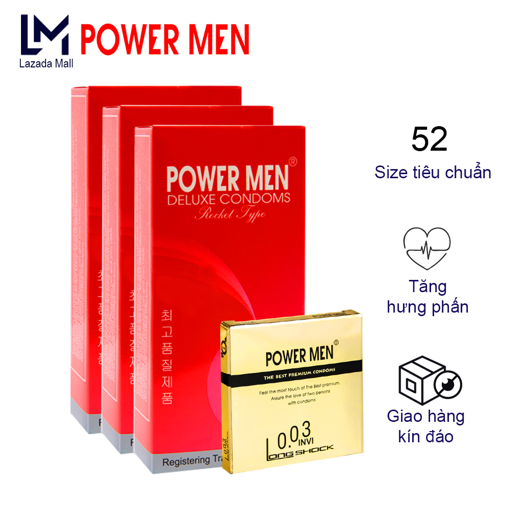 Combo bao cao su gân gai Powermen Rocket bộ 36 bao tăng khoái cảm - Powermen Condom