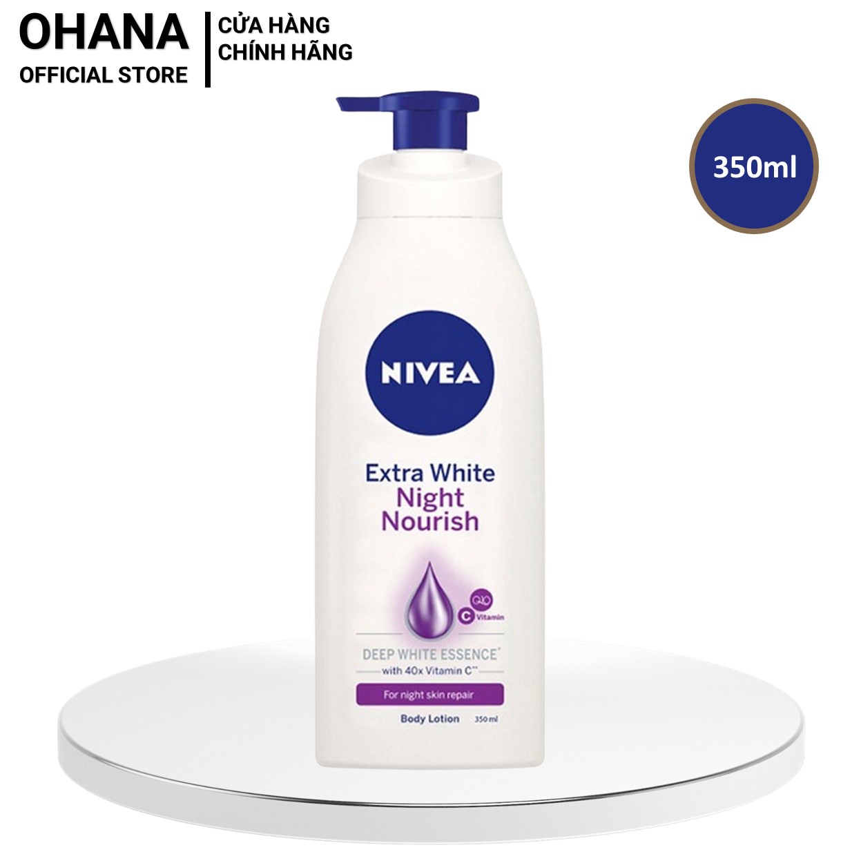 Sữa dưỡng thể dưỡng trắng da ban đêm nivea extra white night nourish body lotion 350ml - tím - 88126