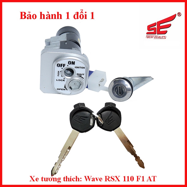Ổ khóa xe máy wave rsx 110cc f1 at, loại 2 cạnh, bảo hành 6 tháng