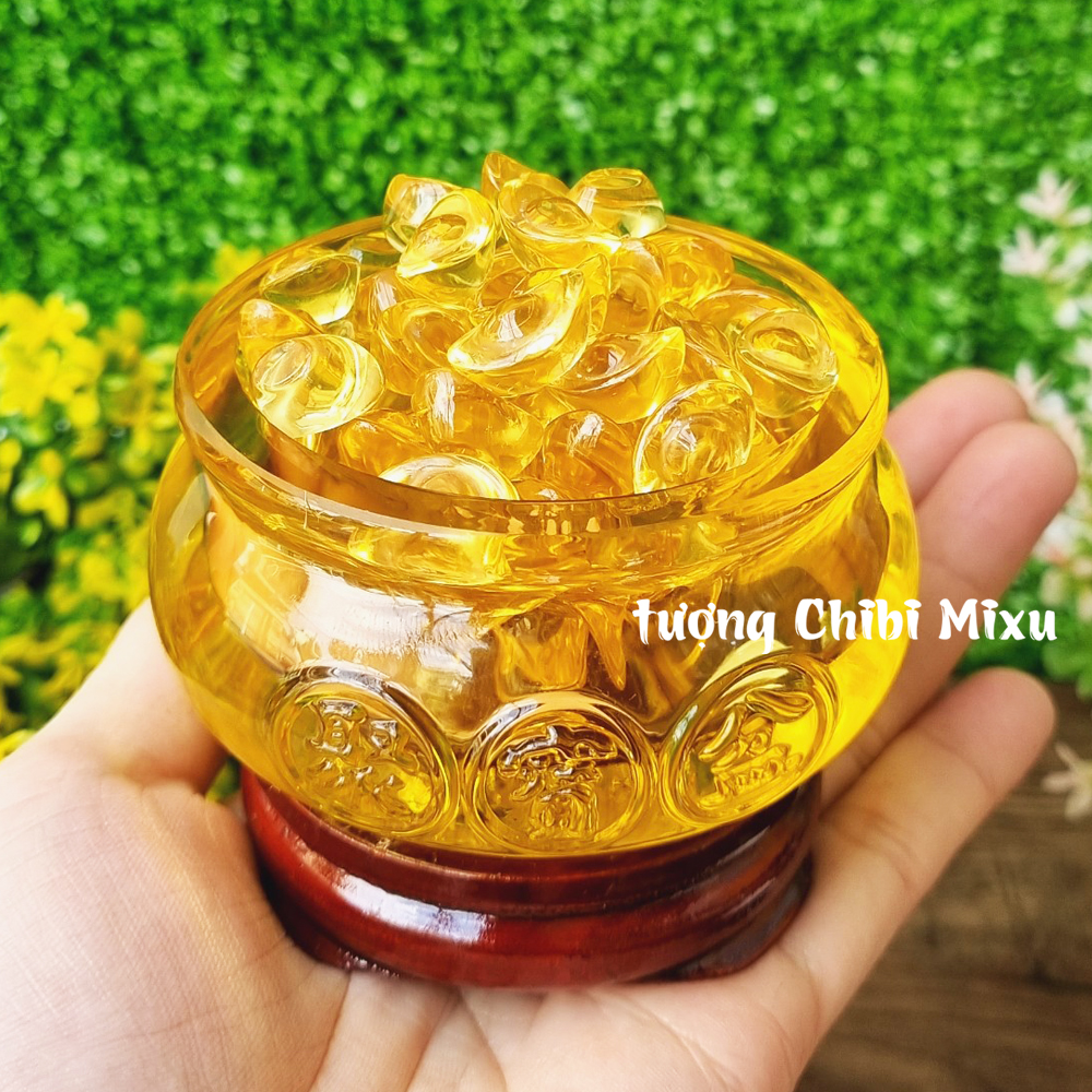 Combo bát tụ bảo size 8cm kèm 100 thỏi vàng size 1.5cm