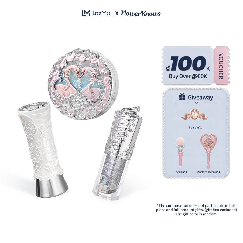 FlowerKnows Bộ mỹ phẩm FlowerKnows Swan Ballet Hộp Quà Tặng Son môi - Má hồng - Phấn mắt nhũ