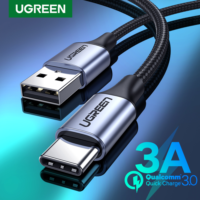 Ugreen 3a usb type c cáp bện nylon usb a đến usb c sạc nhanh cho samsung galaxy lg gopro hero hshop hshop365
