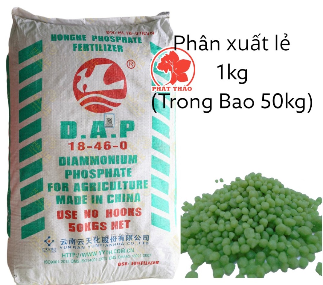 Phân DAP xanh 18-46-0, xuất lẻ  (1KG) dùng được cho cây hoa kiểng, rau xanh, cây ăn trái