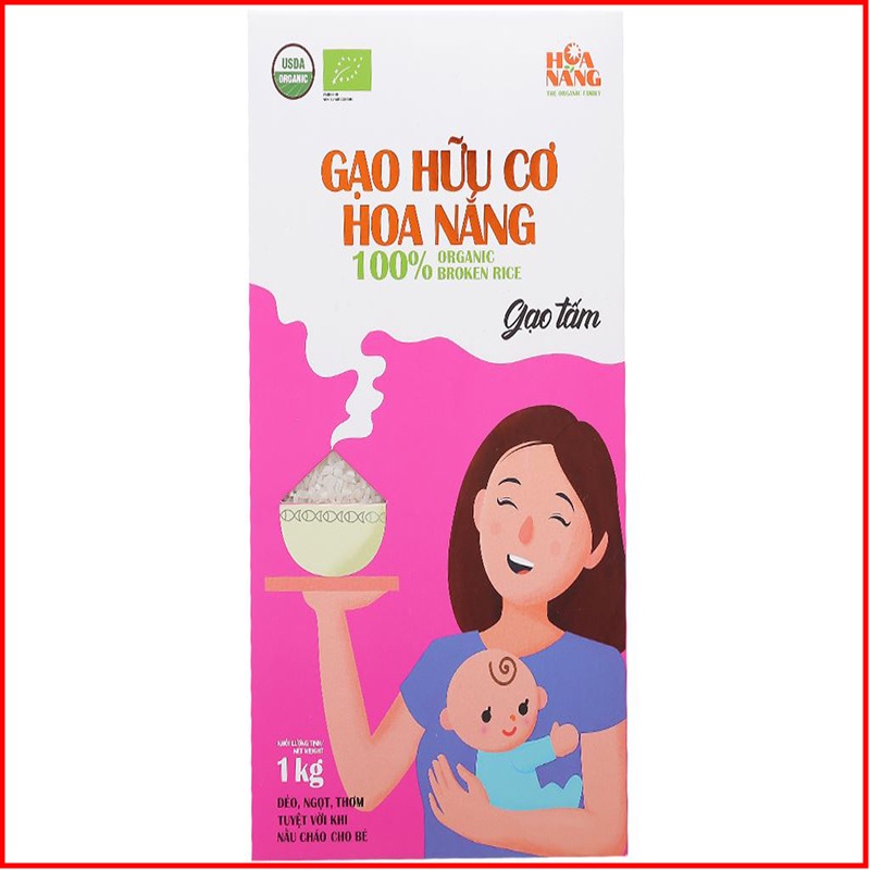Gạo tấm hữu cơ hoa nắng hộp 1kg thượng hạng - nmol