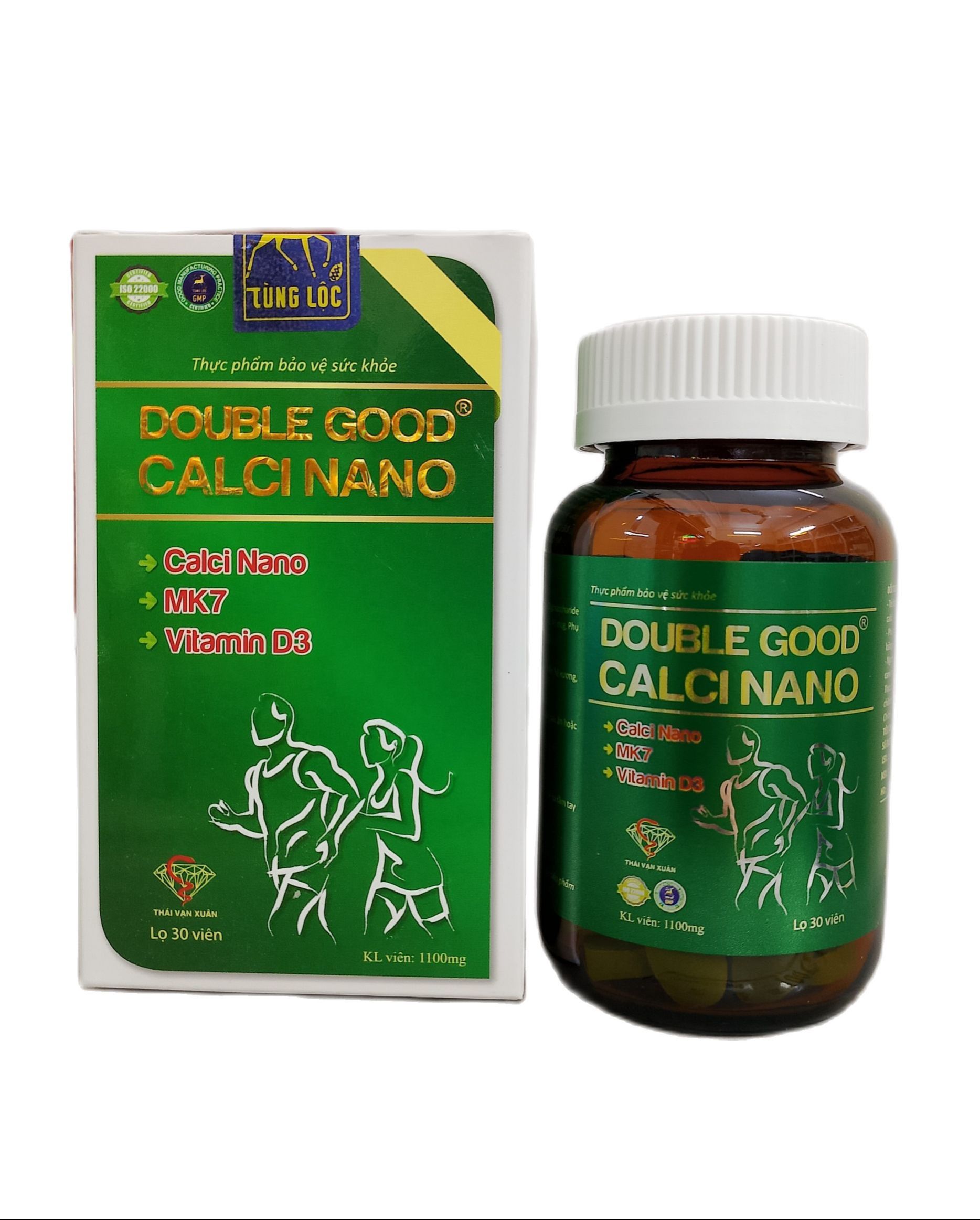 Viên uống bổ sung canxi Double Good Calci Nano - hỗ trợ phát triển xương, răng, tăng chiều cao cho trẻ, giảm nguy cơ loãng xương - 30v
