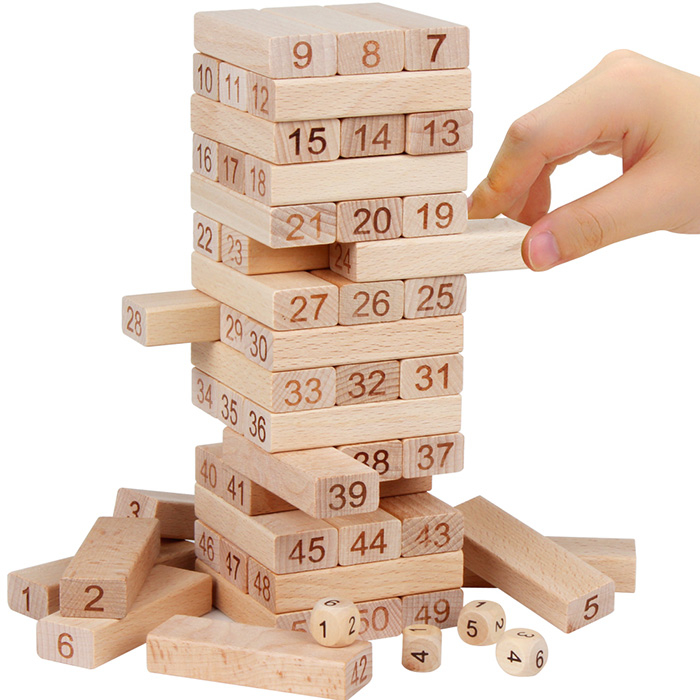 Bộ đồ chơi rút gỗ 54 thanh kèm 4 xúc xắc rèn luyện trí thông minh cho trẻ